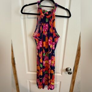Trina Turk Juju floral print halter neck mini dress.